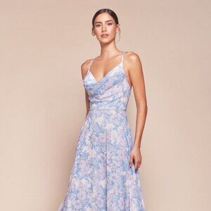 NEW FORMAL FLORAL A-LINE LONG DRESS W/ V-NECKLINE & SPAGHETTI STRAPS CD 7444